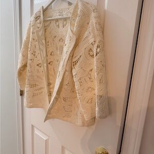 Anthropologie Cream Lace Cardigan